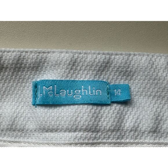 J McLaughlin Sz 14 White Quilted Texture Cropped Pants Stretch Cotton Minimalist - Picture 3 of 11